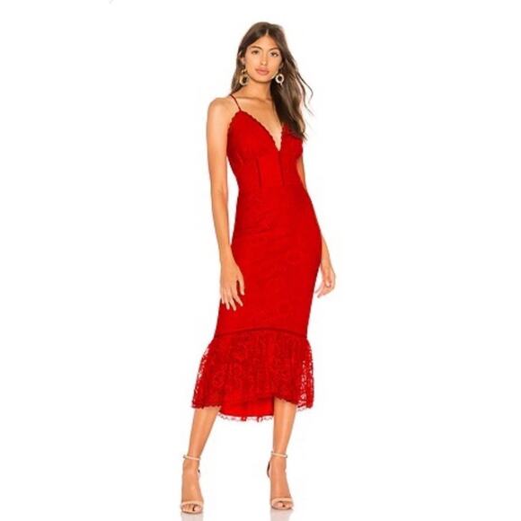 Lovers + Friends Dresses & Skirts - NWT Lovers & Friends Lace Midi Dress Evening Bloom Size Large Mermaid Tango